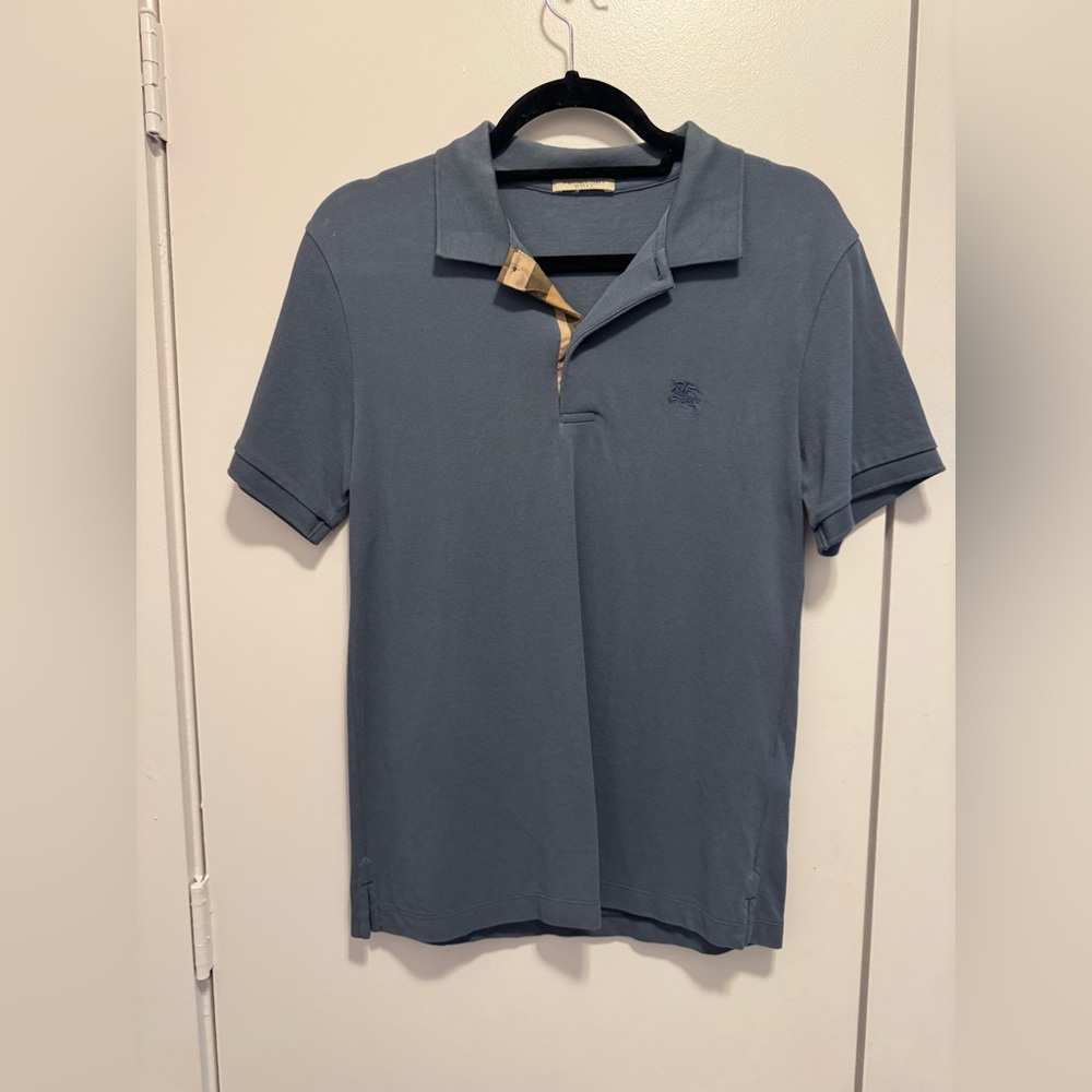 Burberry Brit Men’s Small Solid Blue/Gray Polo Logo Shirt